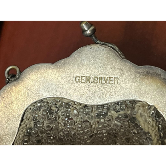 Antique German Silver Beaded Chatelain Coin Purse Repousse - Picture 5 of 5